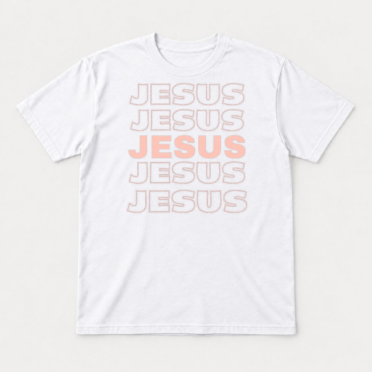 Jesus Bold Outline Christian Graphic T-Shirt & Sweatshirt - Tshirt White Front