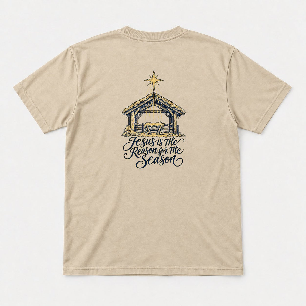 Jesus Is the Reason for the Season Nativity Graphic T-Shirt & Sweatshirt - Tshirt Sand Back