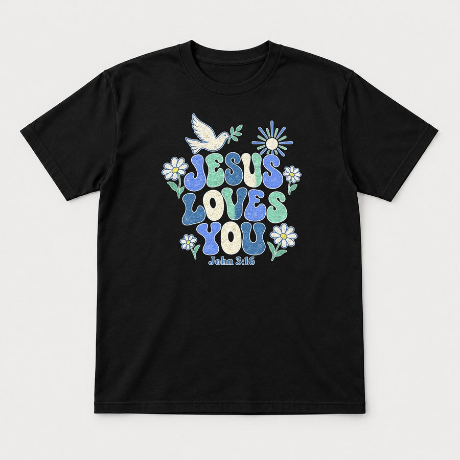 Jesus Loves You Retro Christian Floral Dove Graphic T-Shirt & Sweatshirt