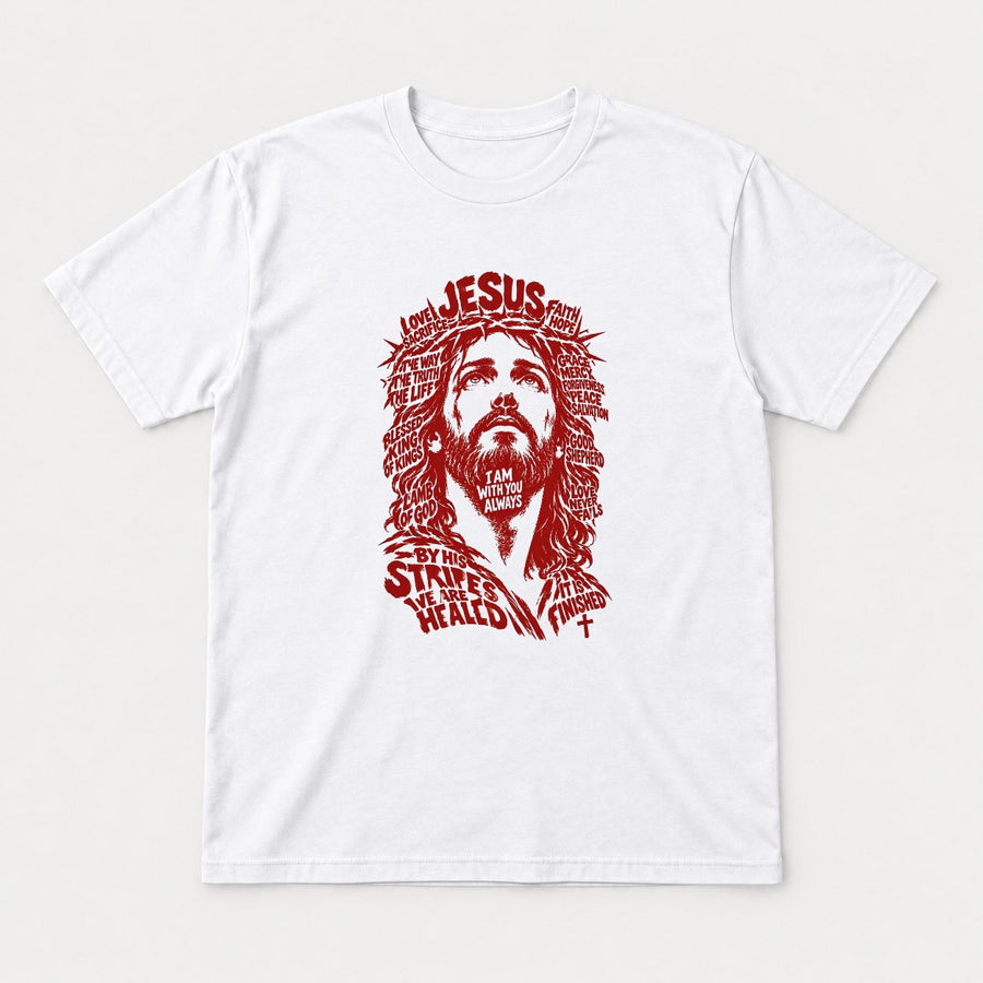Jesus Word Art Portrait Christian Graphic T-Shirt & Sweatshirt