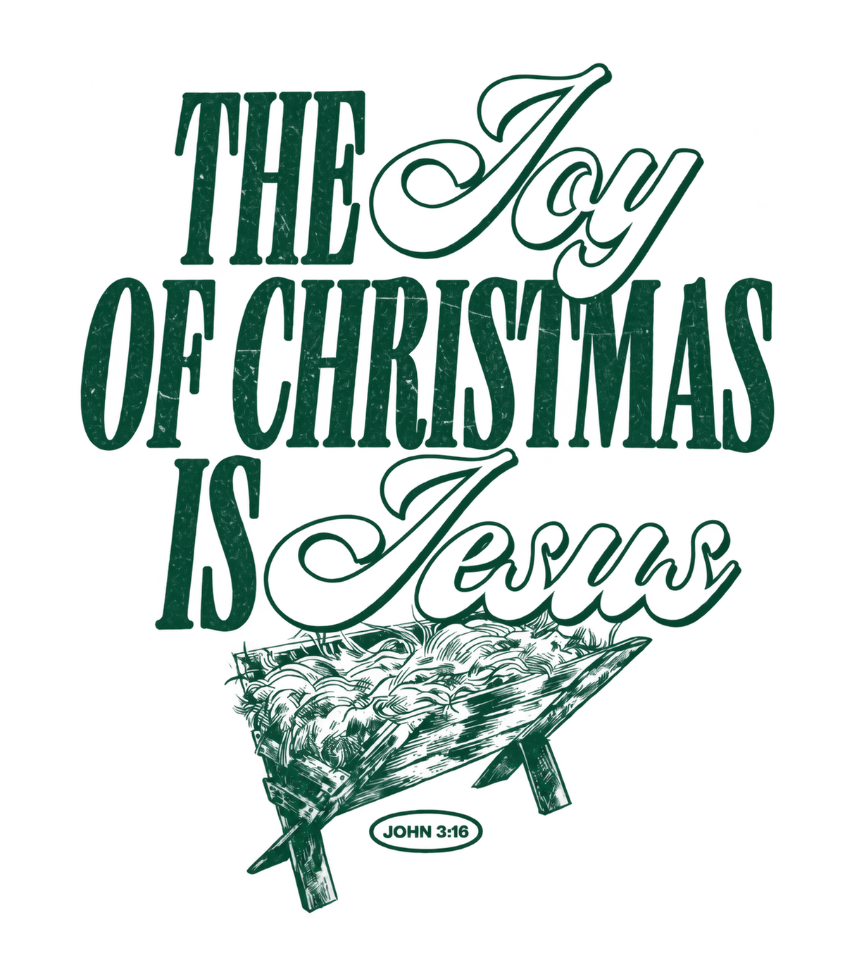 The Joy of Christmas Is Jesus Nativity Manger Graphic T-Shirt & Sweatshirt - print file Back