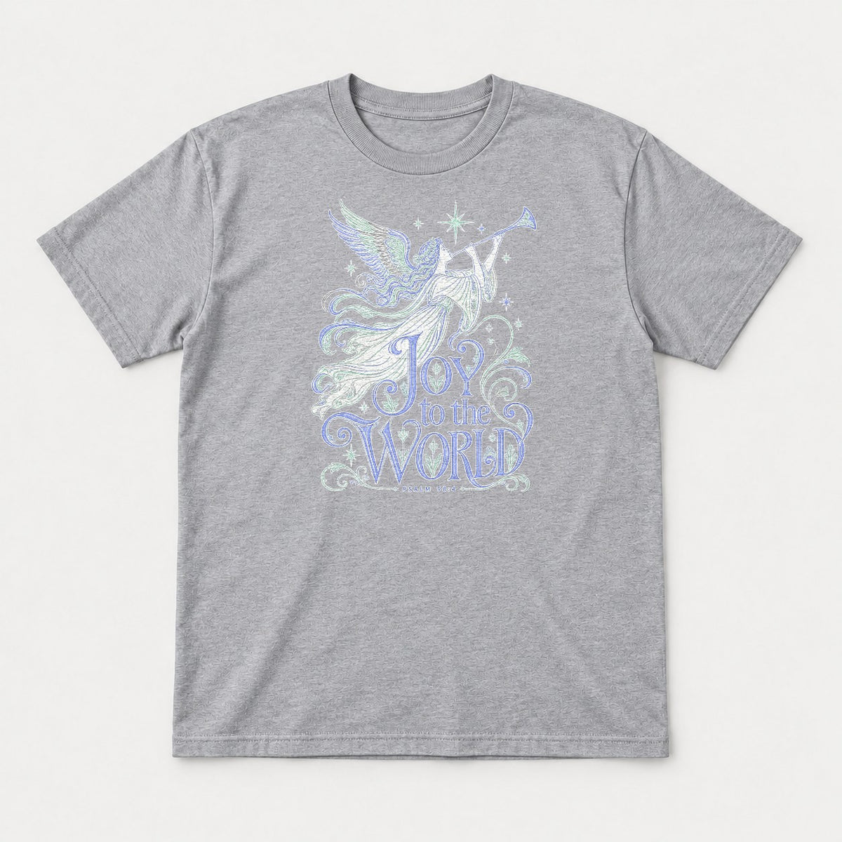 Joy to the World Angel Christmas Graphic T-Shirt & Sweatshirt - Tshirt Sport Grey Front