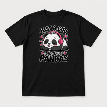 Just a Girl Who Loves Pandas Cute Sleeping Panda Graphic T-Shirt & Sweatshirt - Tshirt Black Front