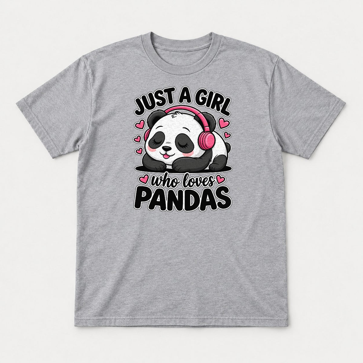 Just a Girl Who Loves Pandas Cute Sleeping Panda Graphic T-Shirt & Sweatshirt - Tshirt Sport Grey Front