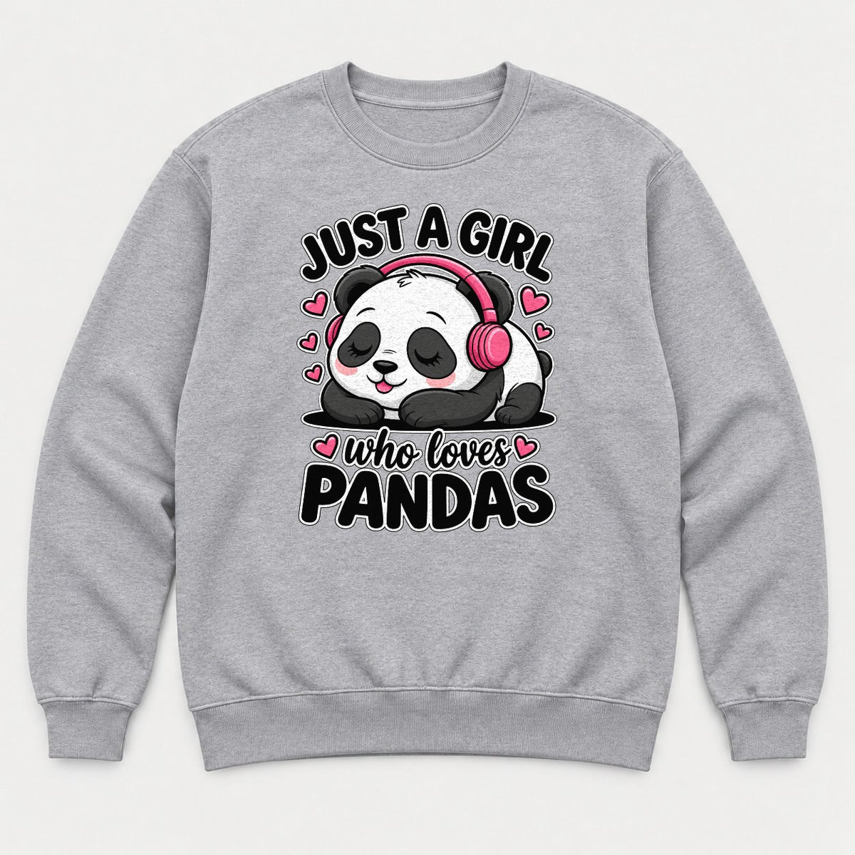 Just a Girl Who Loves Pandas Cute Sleeping Panda Graphic T-Shirt & Sweatshirt - Sweatshirt Sport Grey Front