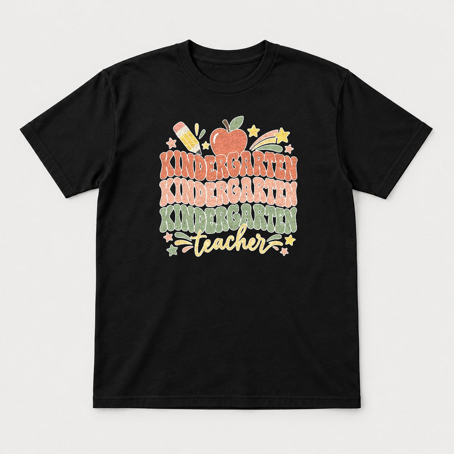 Kindergarten Teacher Retro Groovy Apple Graphic T-Shirt & Sweatshirt