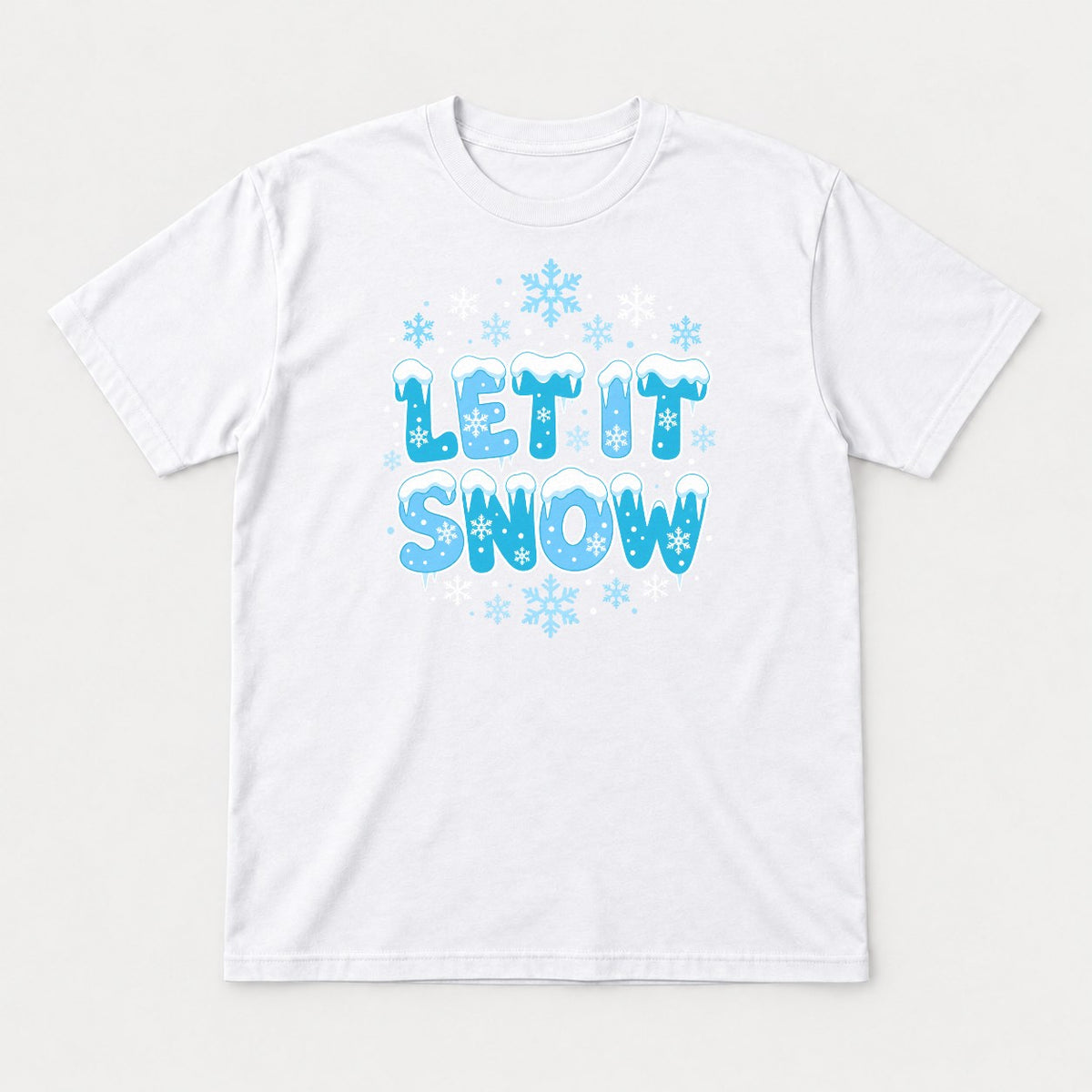 Let It Snow Icy Winter Graphic T-Shirt & Sweatshirt - Tshirt White Front