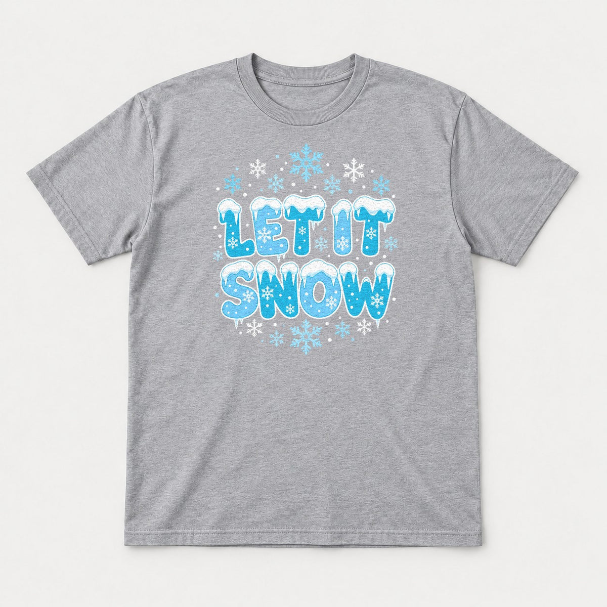 Let It Snow Icy Winter Graphic T-Shirt & Sweatshirt - Tshirt Sport Grey Front