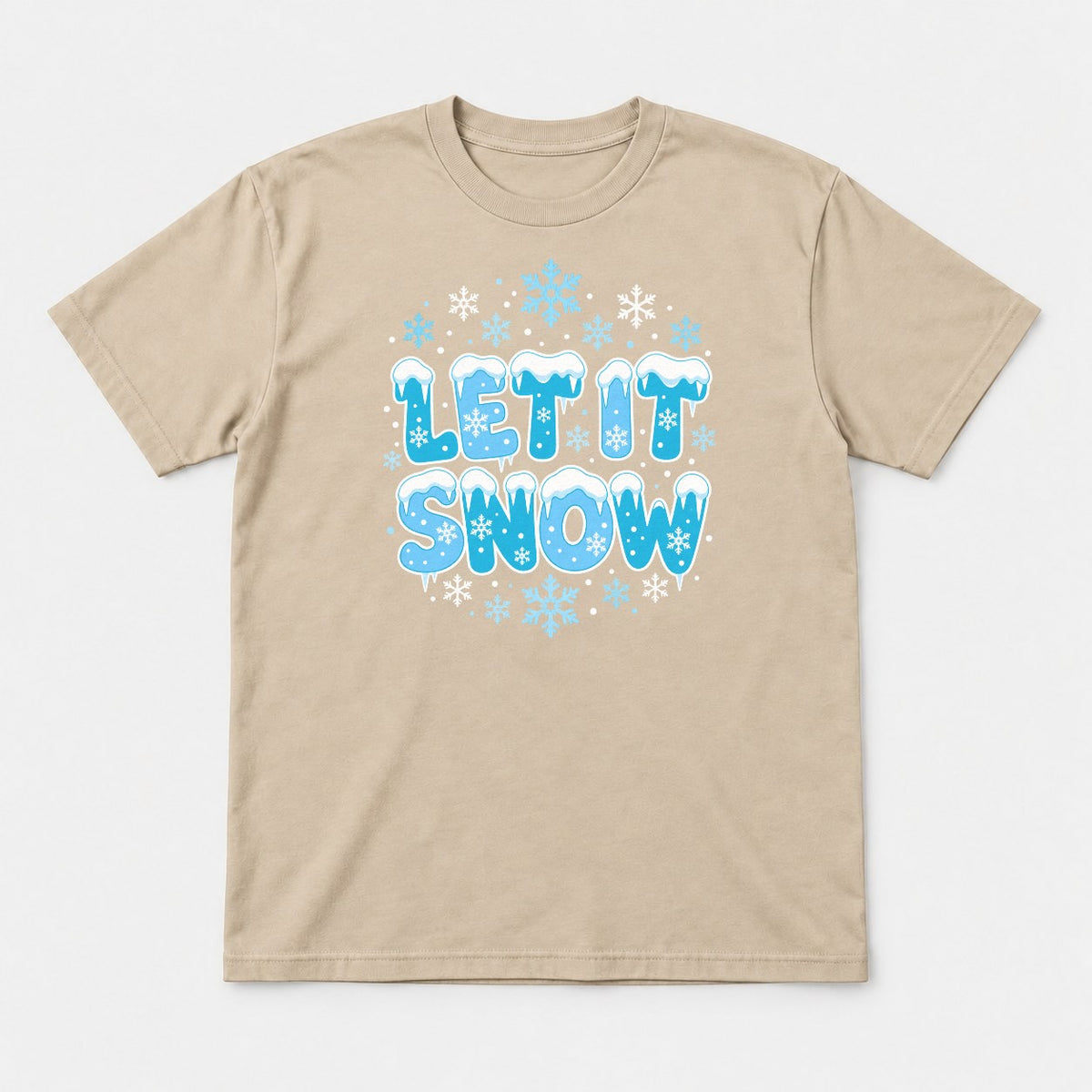 Let It Snow Icy Winter Graphic T-Shirt & Sweatshirt - Tshirt Sand Front