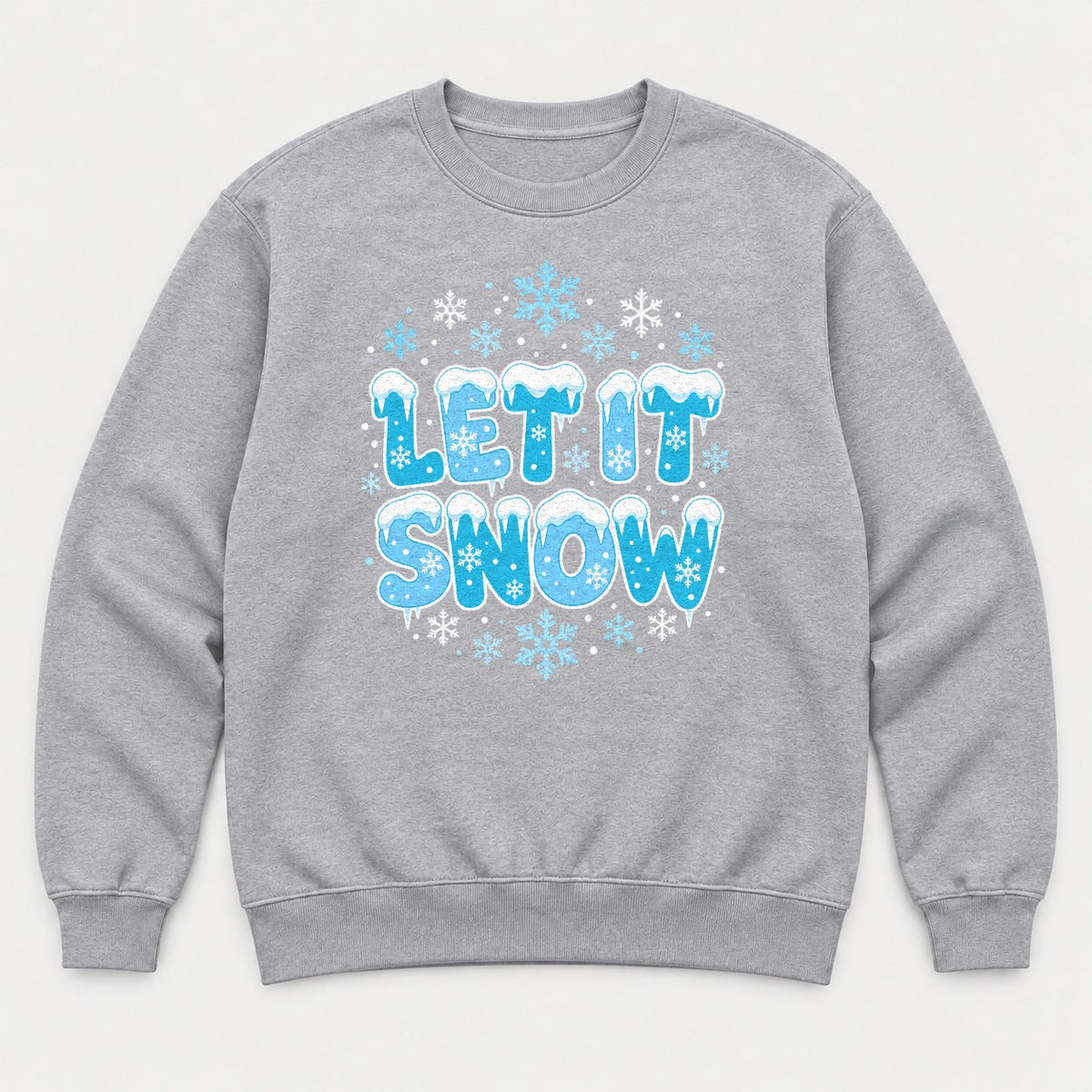 Let It Snow Icy Winter Graphic T-Shirt & Sweatshirt - Sweatshirt Sport Grey Front