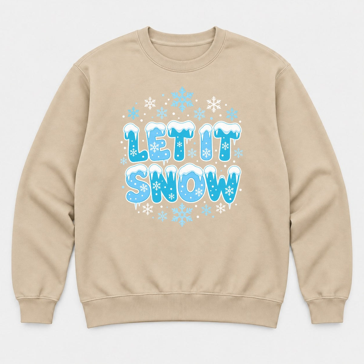 Let It Snow Icy Winter Graphic T-Shirt & Sweatshirt - Sweatshirt Sand Front