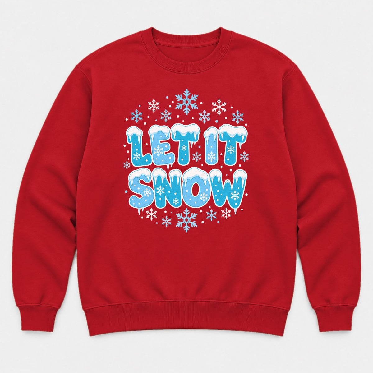 Let It Snow Icy Winter Graphic T-Shirt & Sweatshirt - Sweatshirt Red Front