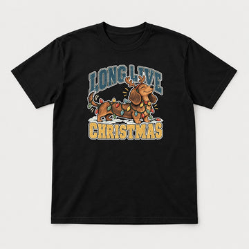 Long Live Christmas Dachshund Christmas Lights Graphic T-Shirt & Sweatshirt - Tshirt Black Front
