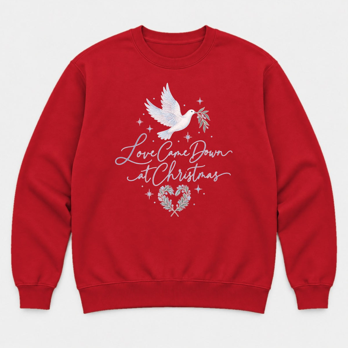 Love Came Down at Christmas Dove Graphic T-Shirt & Sweatshirt - Sweatshirt Red Front