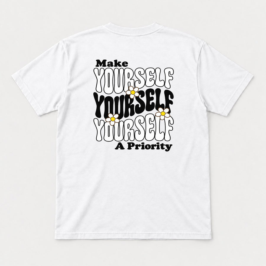 Make Yourself A Priority Retro Daisy Graphic T-Shirt & Sweatshirt
