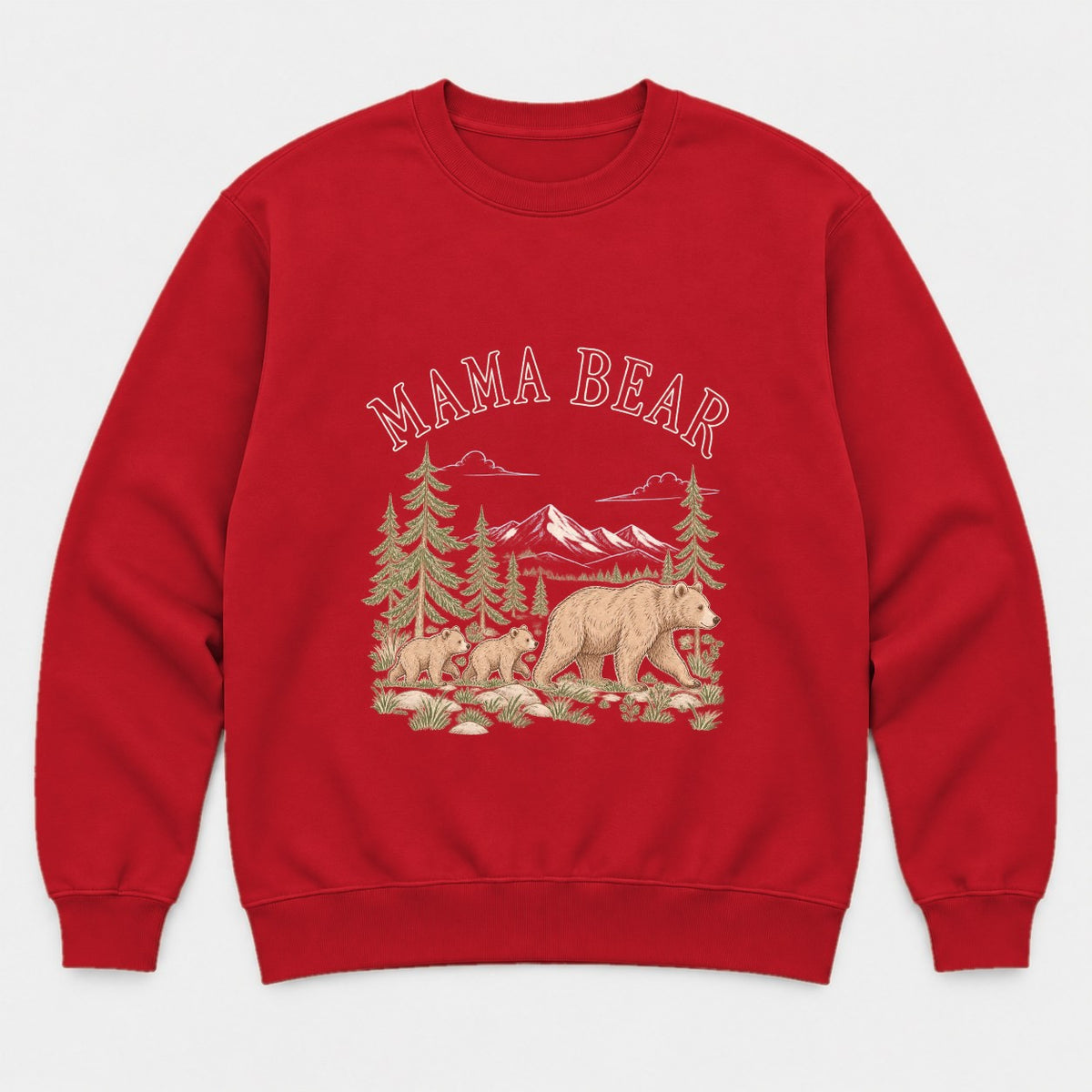 Mama Bear Vintage Mountain Cubs Graphic T-Shirt & Sweatshirt - Sweatshirt Red Front