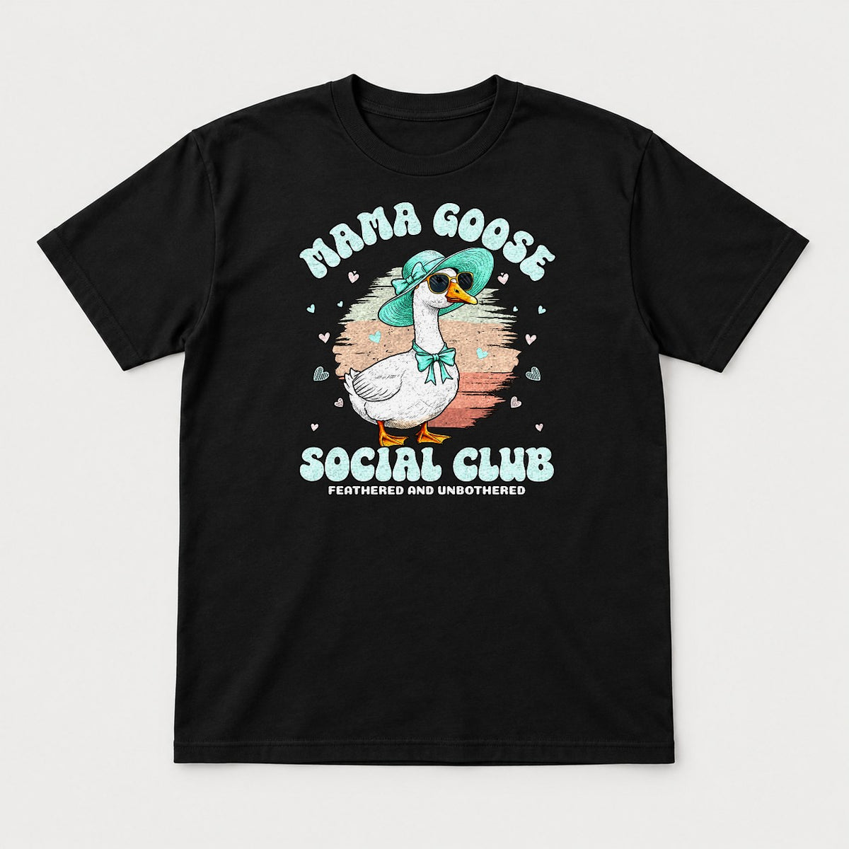 Mama Goose Social Club Feathered and Unbothered Graphic T-Shirt & Sweatshirt - Tshirt Black Front