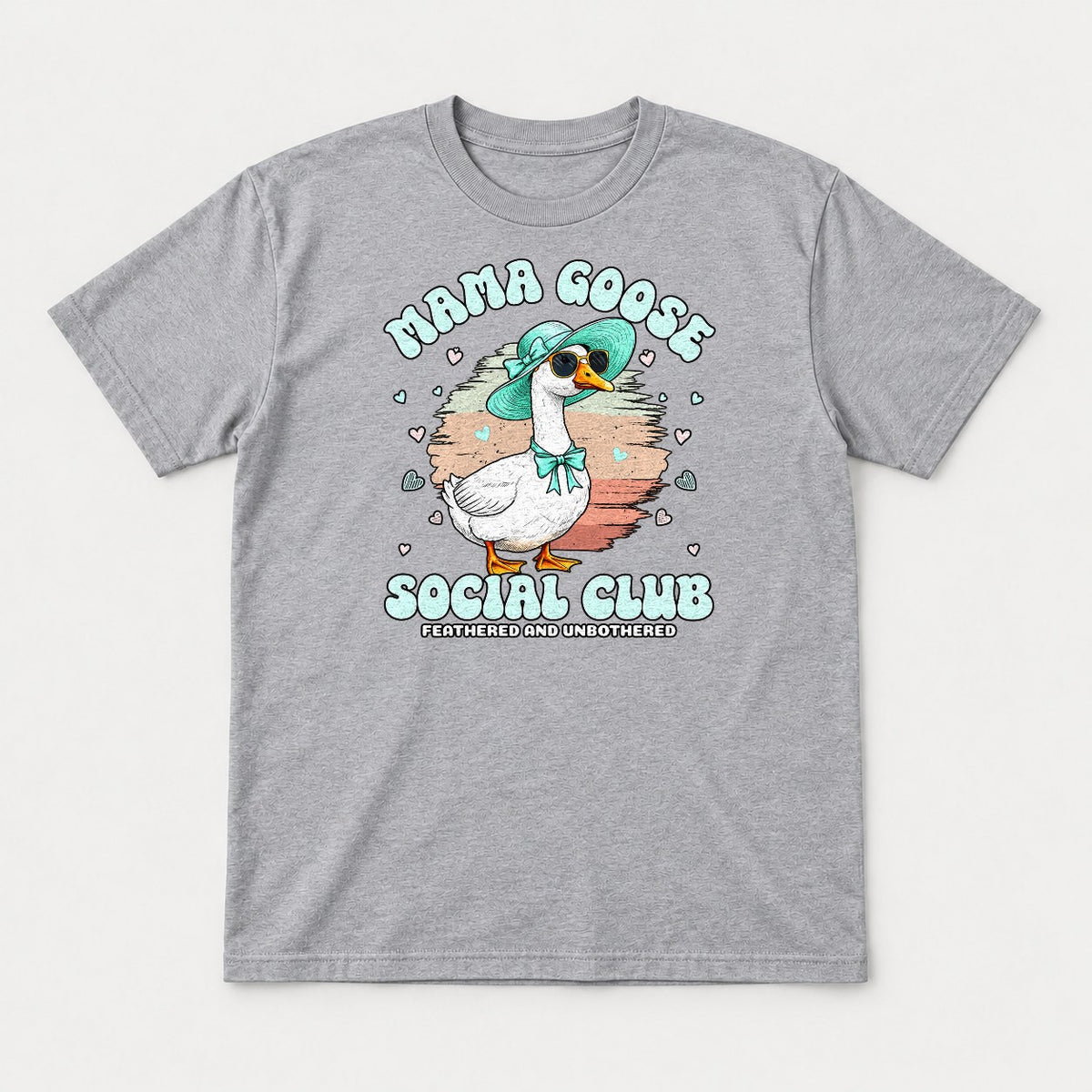 Mama Goose Social Club Feathered and Unbothered Graphic T-Shirt & Sweatshirt - Tshirt Sport Grey Front