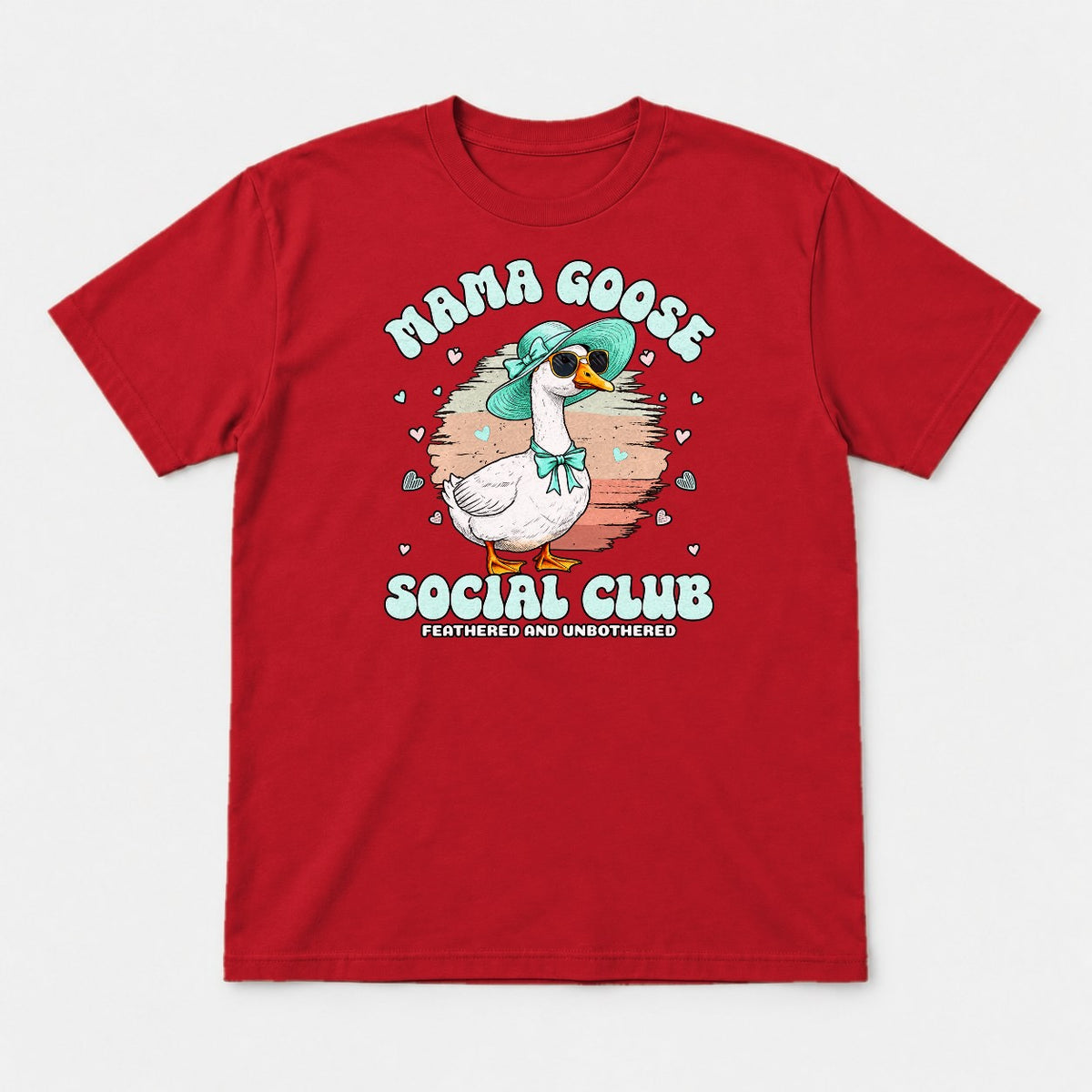 Mama Goose Social Club Feathered and Unbothered Graphic T-Shirt & Sweatshirt - Tshirt Red Front