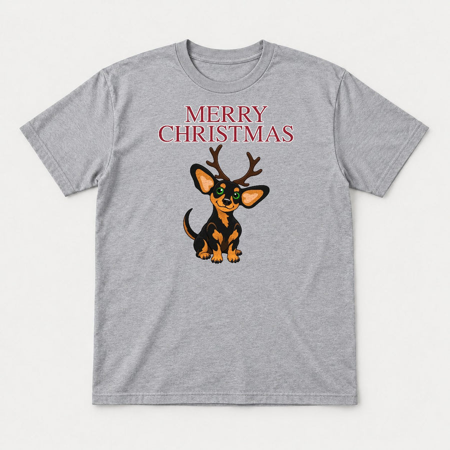 Merry Christmas Reindeer Antlers Dachshund Graphic T-Shirt & Sweatshirt