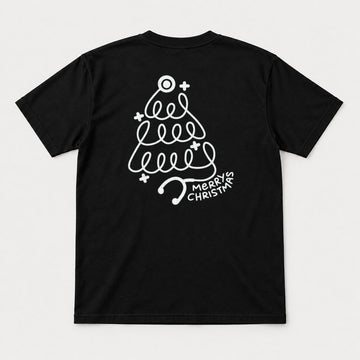 Merry Christmas Stethoscope Tree Graphic T-Shirt & Sweatshirt - Tshirt Black Back