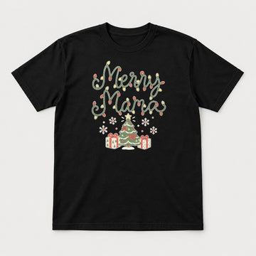 Merry Mama Christmas Lights Graphic T-Shirt & Sweatshirt - Tshirt Black Front