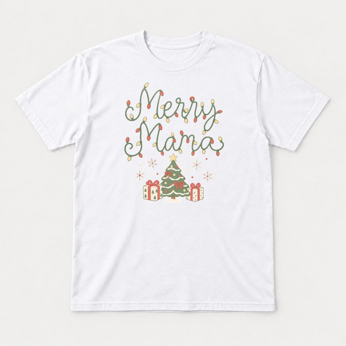 Merry Mama Christmas Lights Graphic T-Shirt & Sweatshirt - Tshirt White Front