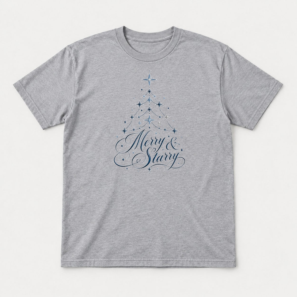 Merry & Starry Celestial Christmas Tree Graphic T-Shirt & Sweatshirt - Tshirt Sport Grey Front
