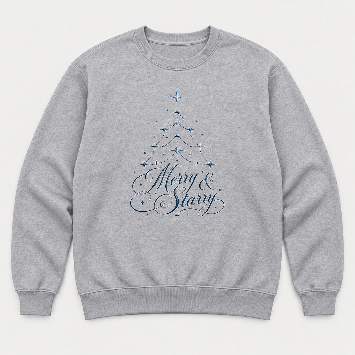 Merry & Starry Celestial Christmas Tree Graphic T-Shirt & Sweatshirt - Sweatshirt Sport Grey Front