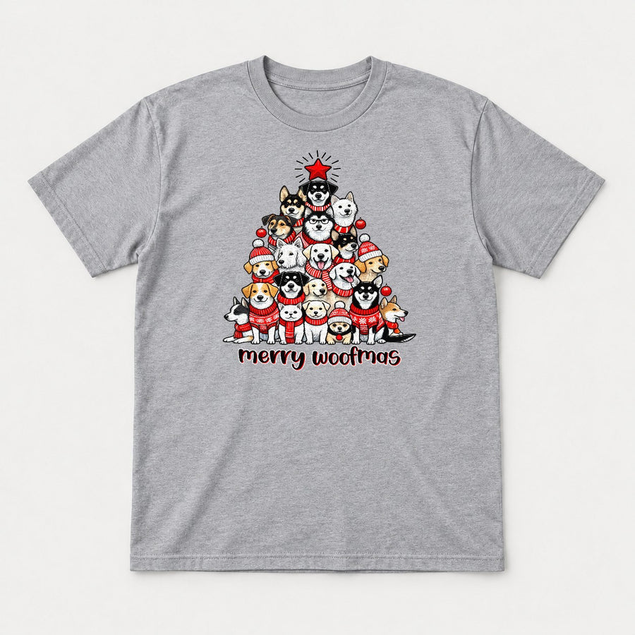 Merry Woofmas Dog Christmas Tree Graphic T-Shirt & Sweatshirt