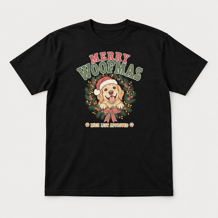Merry Woofmas Retro Golden Retriever Christmas Graphic T-Shirt & Sweatshirt