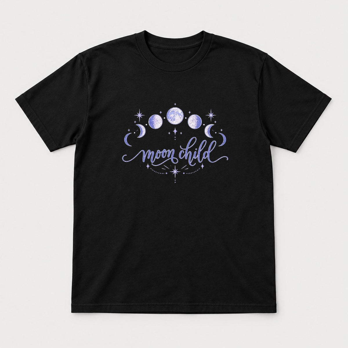 Moon Child Celestial Moon Phases Graphic T-Shirt & Sweatshirt - Tshirt Black Front
