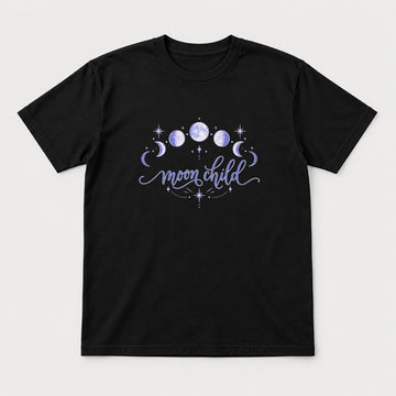 Moon Child Celestial Moon Phases Graphic T-Shirt & Sweatshirt - Tshirt Black Front