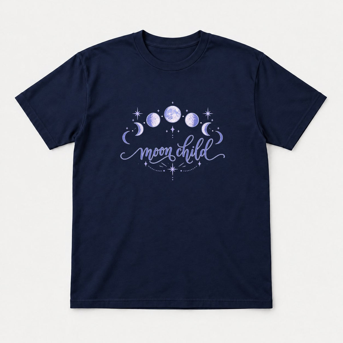 Moon Child Celestial Moon Phases Graphic T-Shirt & Sweatshirt - Tshirt Navy Front