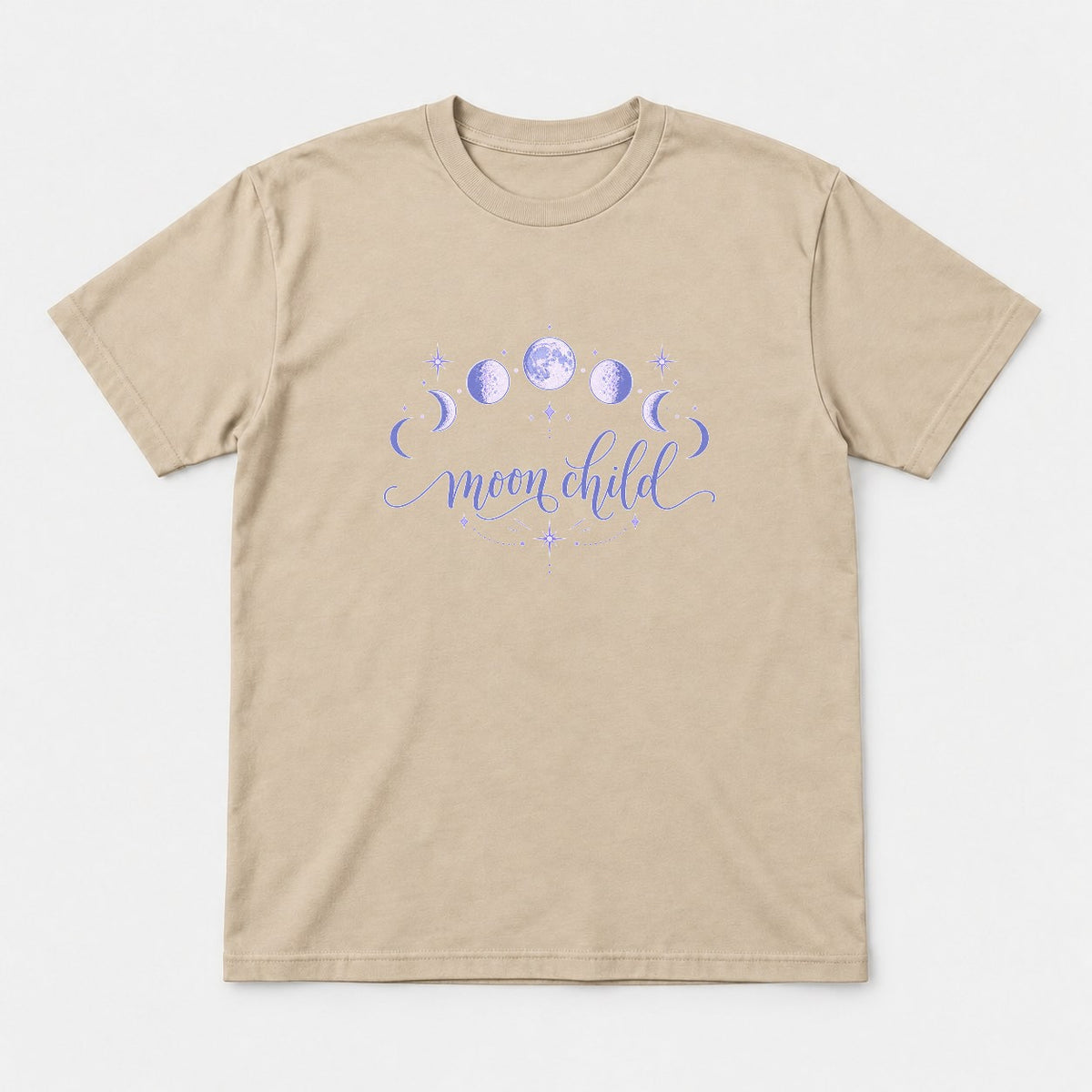 Moon Child Celestial Moon Phases Graphic T-Shirt & Sweatshirt - Tshirt Sand Front