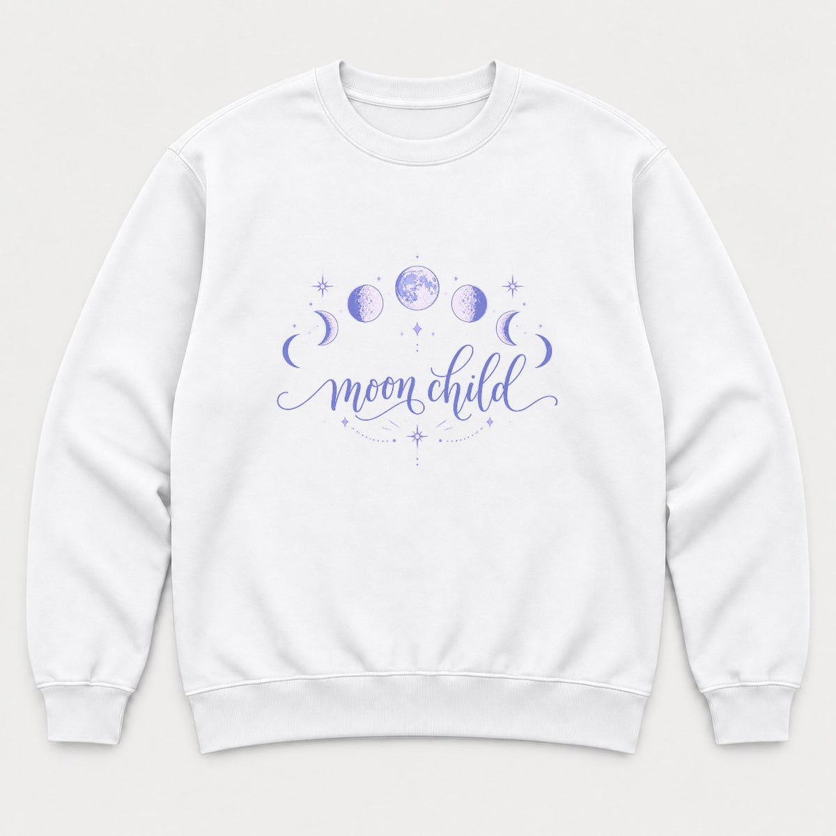 Moon Child Celestial Moon Phases Graphic T-Shirt & Sweatshirt - Sweatshirt White Front