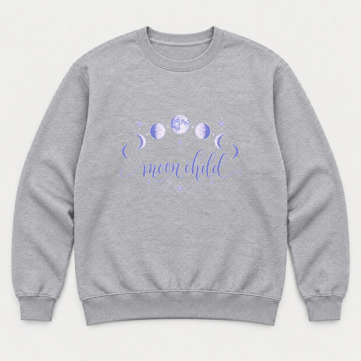 Moon Child Celestial Moon Phases Graphic T-Shirt & Sweatshirt - Sweatshirt Sport Grey Front