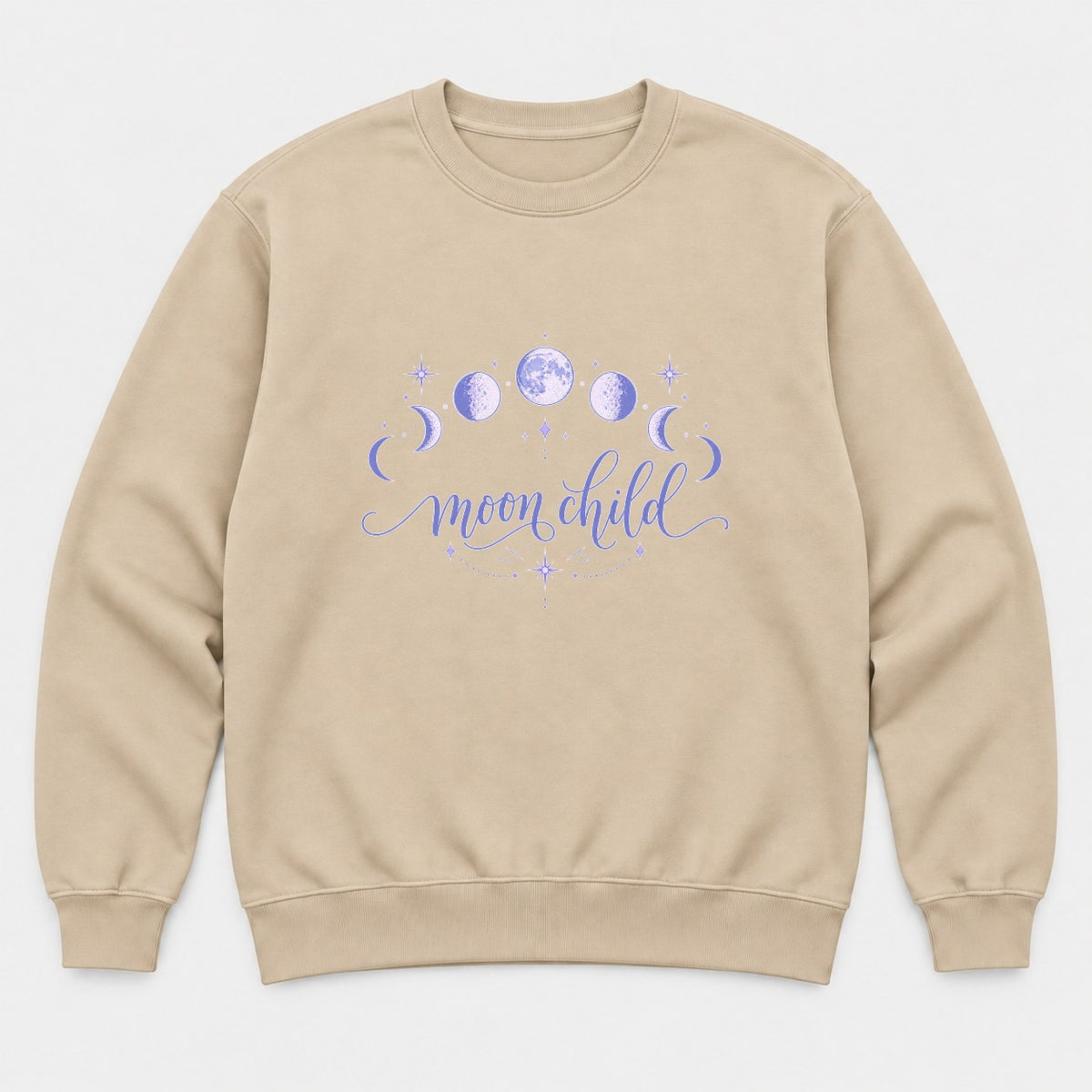 Moon Child Celestial Moon Phases Graphic T-Shirt & Sweatshirt - Sweatshirt Sand Front