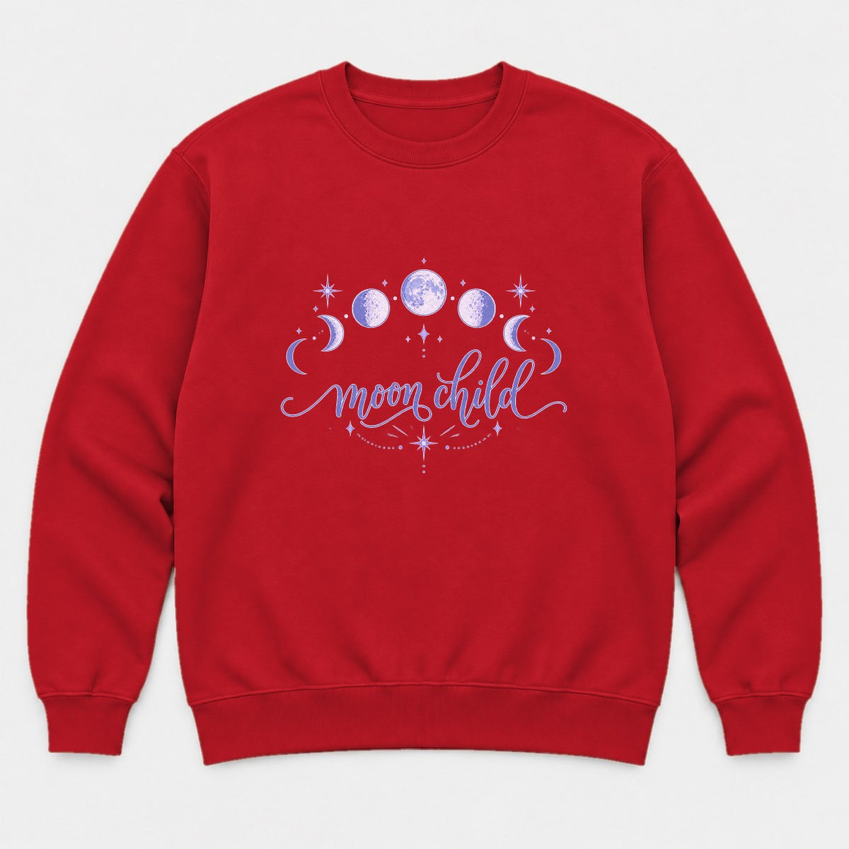 Moon Child Celestial Moon Phases Graphic T-Shirt & Sweatshirt - Sweatshirt Red Front