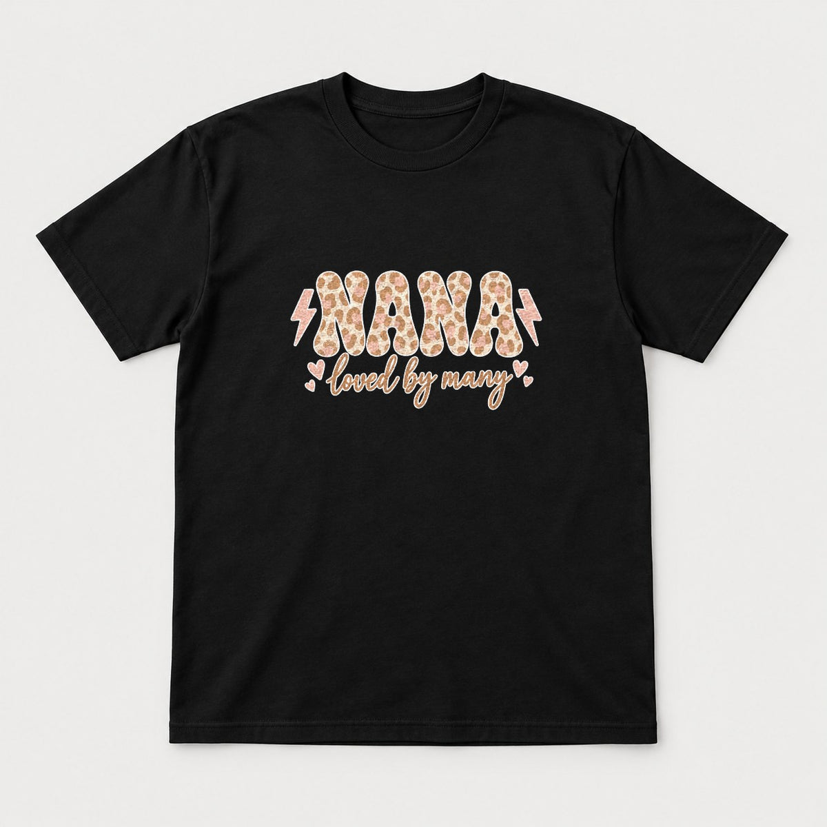 Nana Loved By Many Leopard Print Graphic T-Shirt & Sweatshirt - Tshirt Black Front