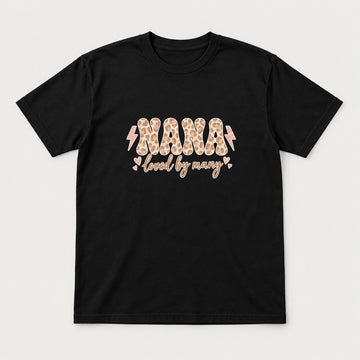 Nana Loved By Many Leopard Print Graphic T-Shirt & Sweatshirt - Tshirt Black Front
