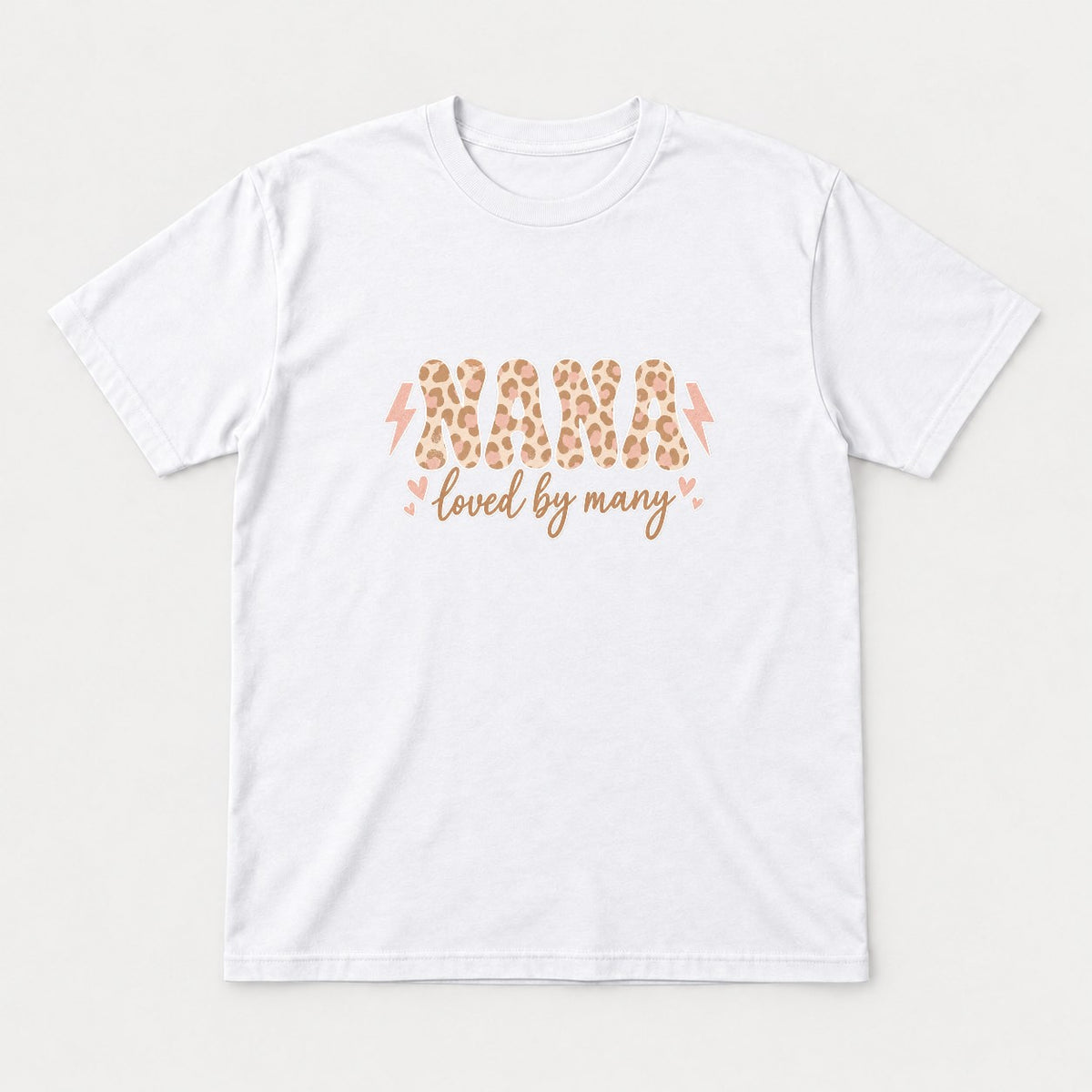 Nana Loved By Many Leopard Print Graphic T-Shirt & Sweatshirt - Tshirt White Front