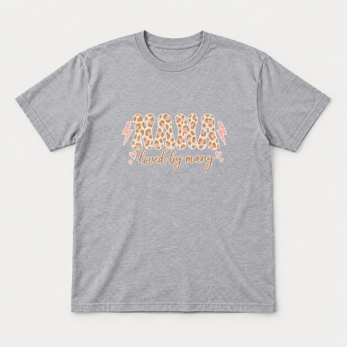 Nana Loved By Many Leopard Print Graphic T-Shirt & Sweatshirt - Tshirt Sport Grey Front