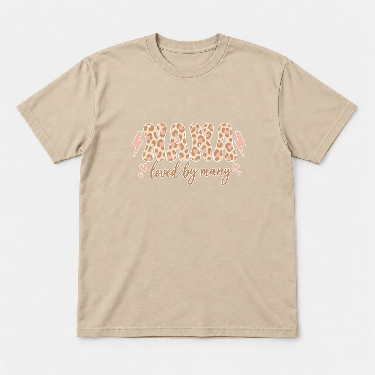 Nana Loved By Many Leopard Print Graphic T-Shirt & Sweatshirt - Tshirt Sand Front