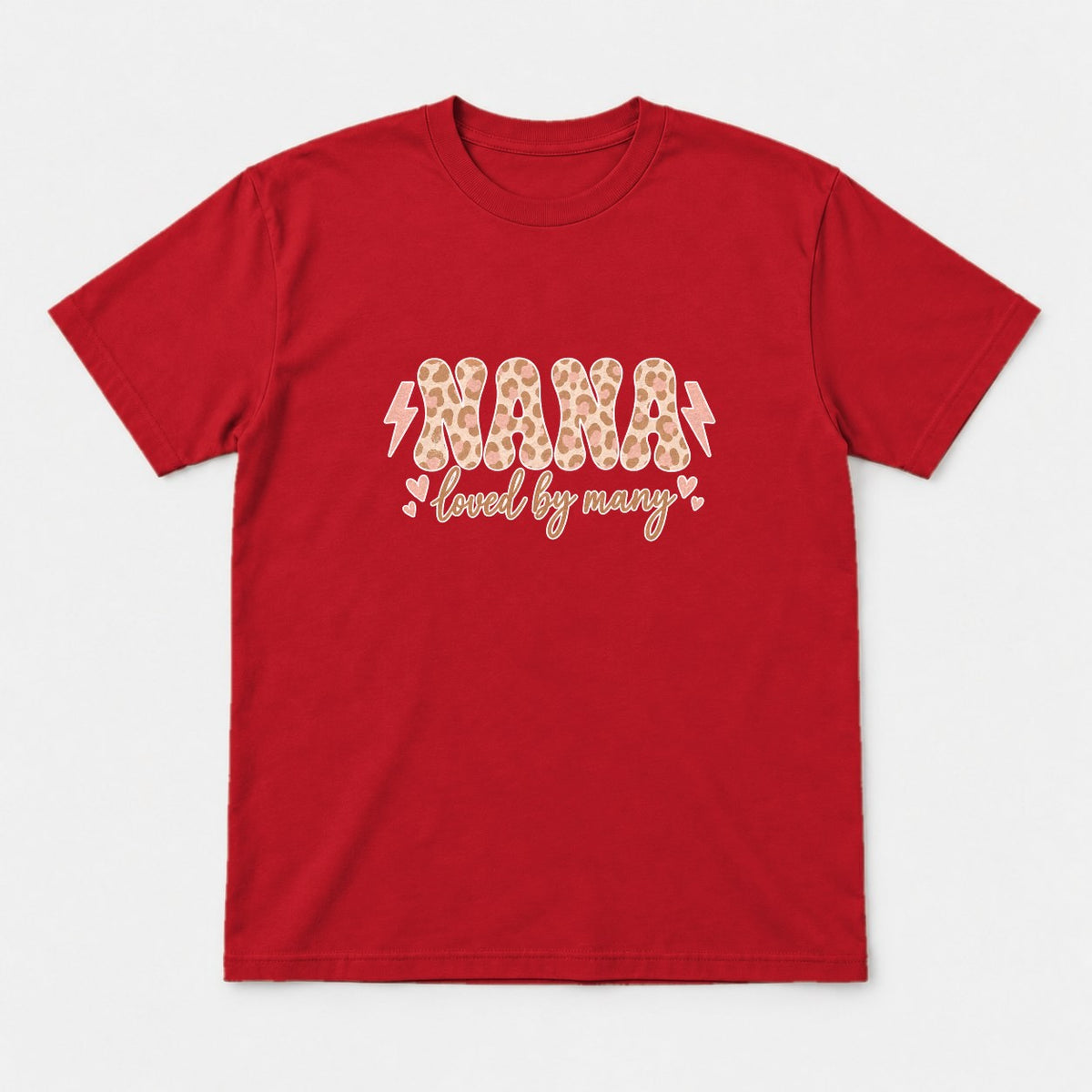 Nana Loved By Many Leopard Print Graphic T-Shirt & Sweatshirt - Tshirt Red Front