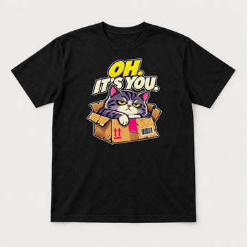 Oh. It's You. Grumpy Cat in Box Graphic T-Shirt & Sweatshirt - Tshirt Black Front