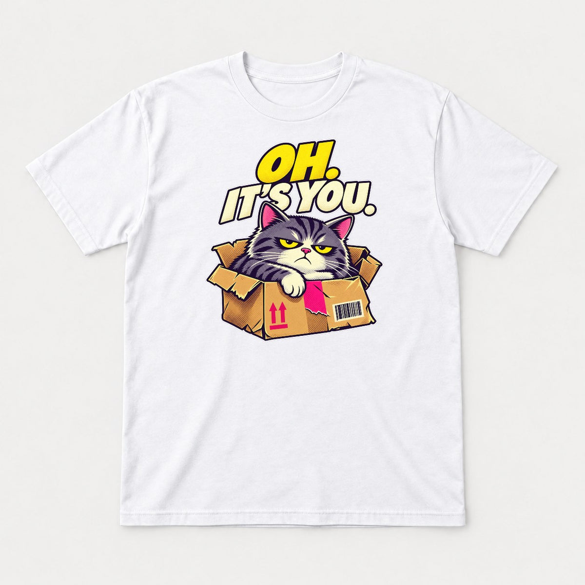Oh. It's You. Grumpy Cat in Box Graphic T-Shirt & Sweatshirt - Tshirt White Front