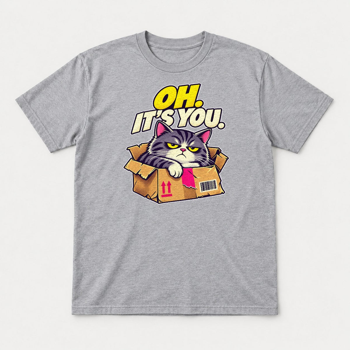 Oh. It's You. Grumpy Cat in Box Graphic T-Shirt & Sweatshirt - Tshirt Sport Grey Front