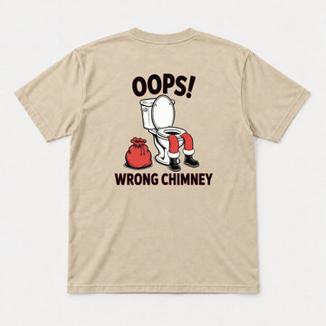 Oops Wrong Chimney Funny Santa Toilet Graphic T-Shirt & Sweatshirt - Tshirt Sand Back