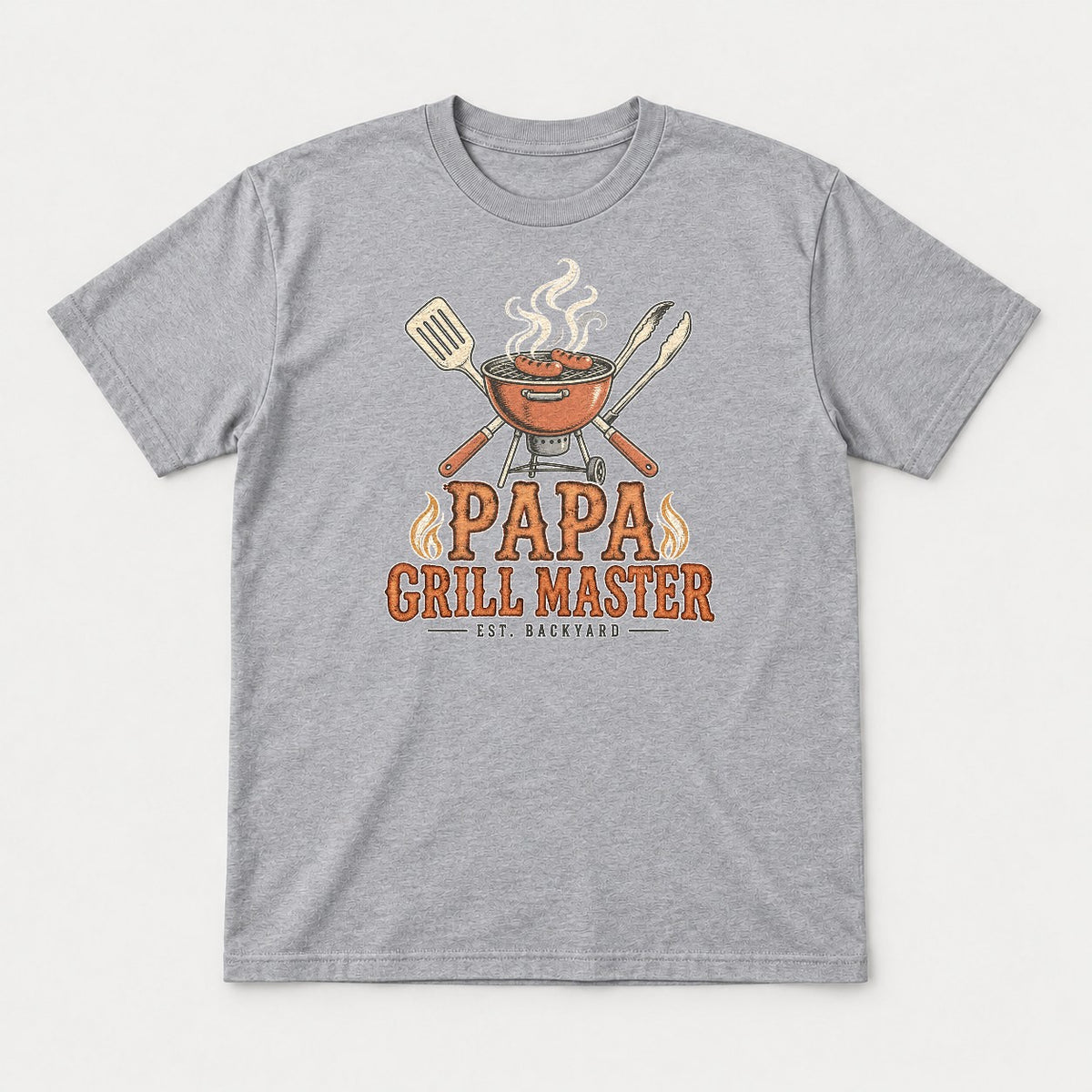 Papa Grill Master Retro BBQ Graphic T-Shirt & Sweatshirt - Tshirt Sport Grey Front